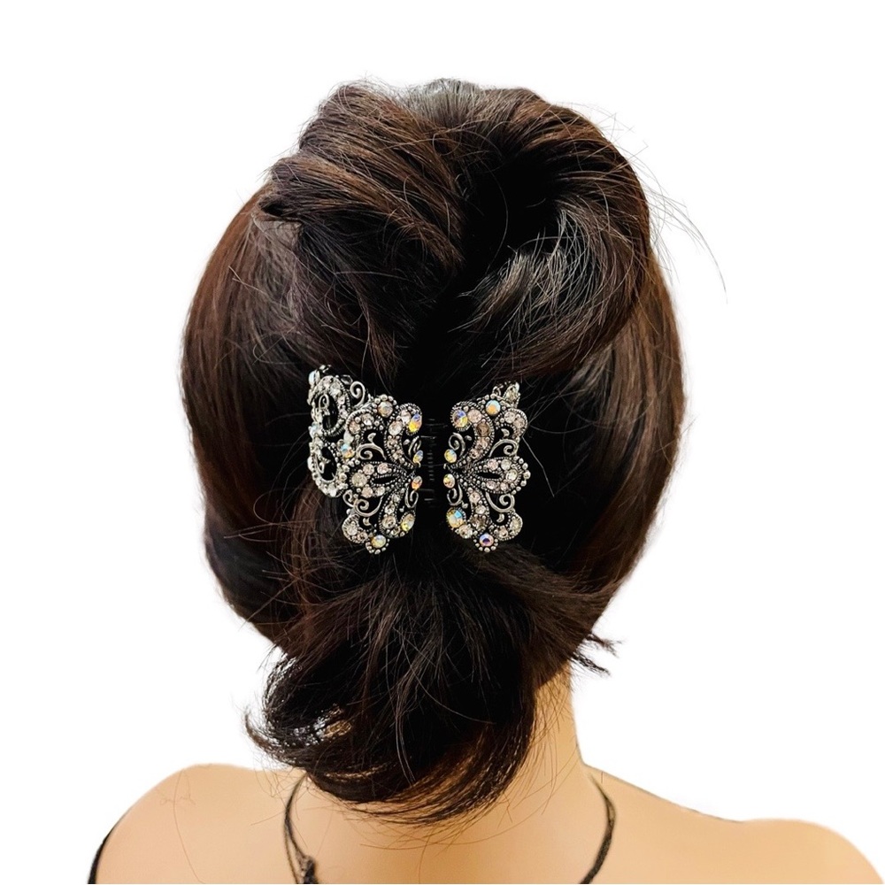 Crystal Embellished Butterfly Hair Clip